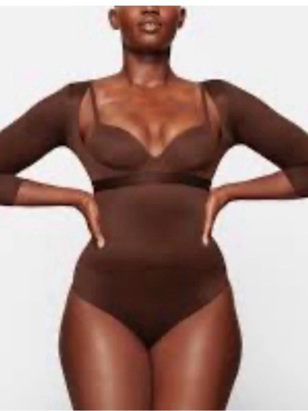 SKIMS Barely There Open Bust Arm Shaper in the color Cocoa 3X